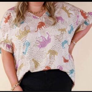 Entro Multicolor Animal Print Blouse